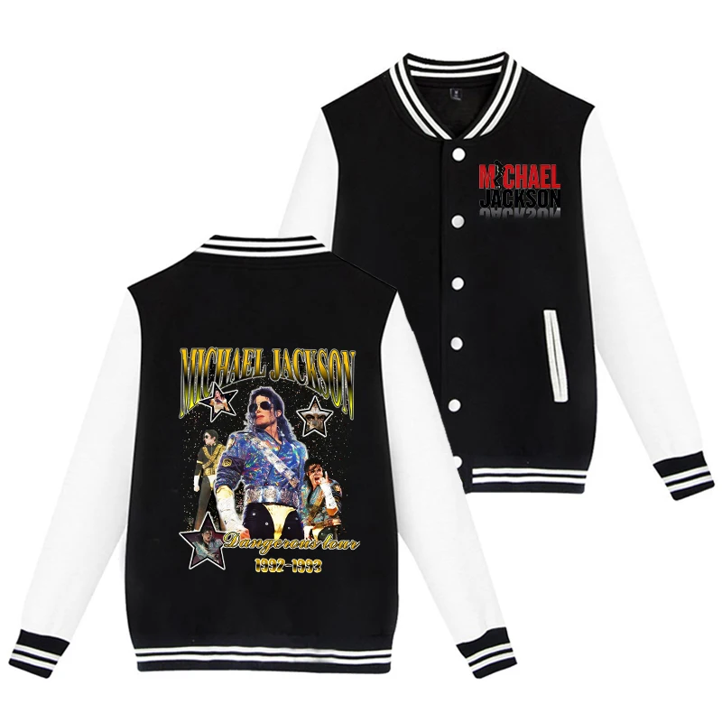 Michael Jackson Adult Baseball Jacket King of Pop Cardigan Outerwear Superstar Men Women Winter Warm Clothing Fashion Wear Gifts view 5