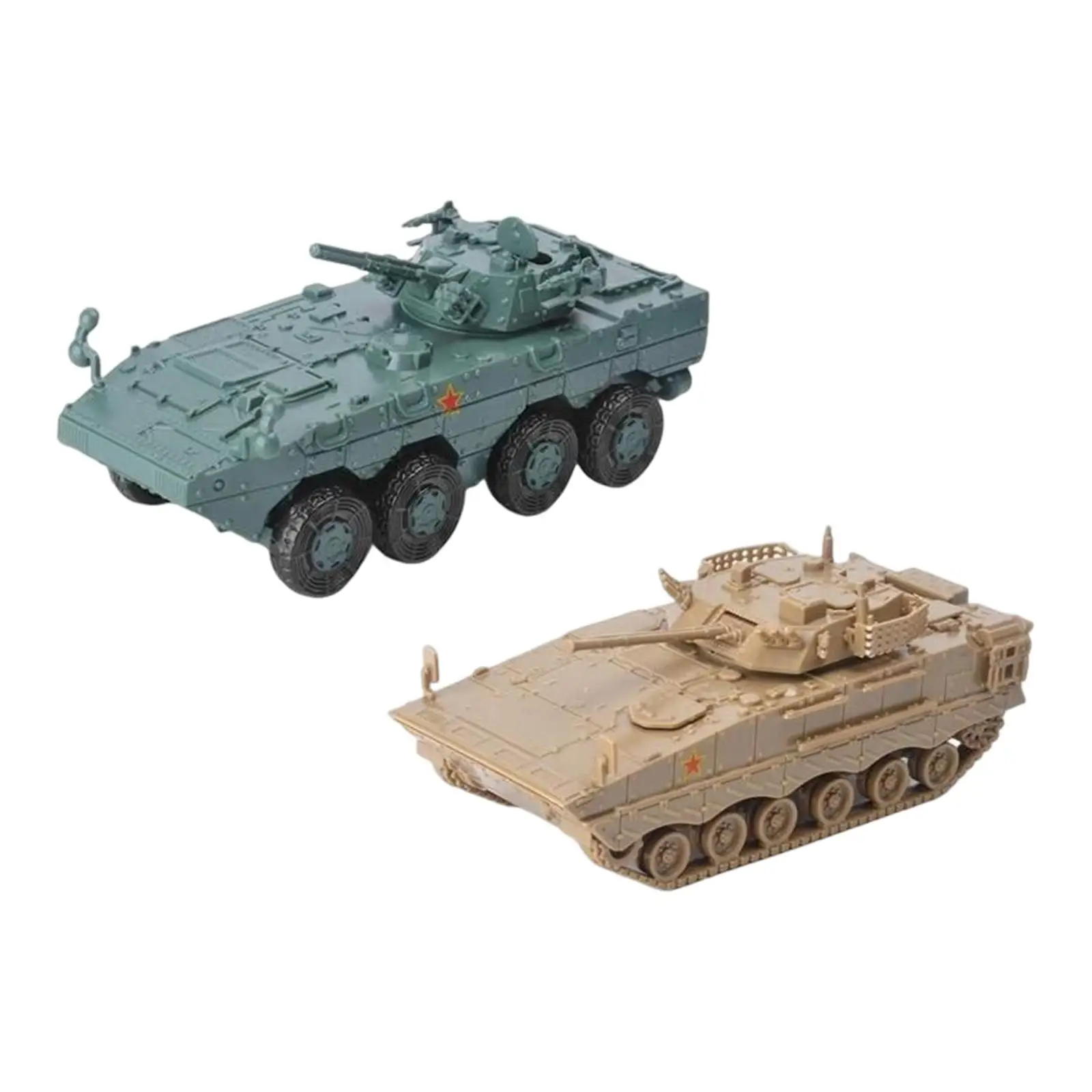 2x Simulated Armoured Tank Vehicles for 1/72 Scale Scene Model Toys Playset
