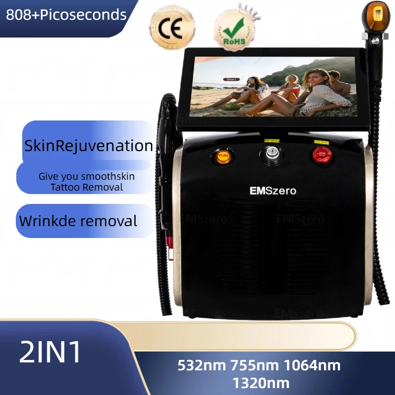 

2 in 1 Diode Laser Hair Remova Ice Painless Alexandrite Picosecond Laser Tattoo Removal Multi-function cooling system beauty
