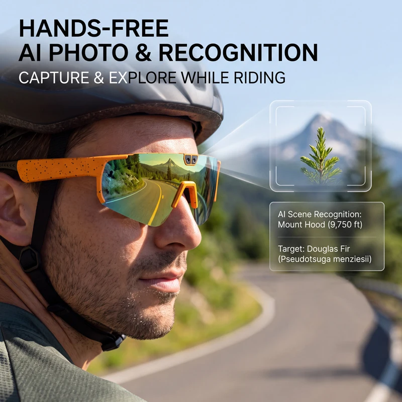 AI Smart Cycling Sunglasses Men with 800W Camera Recording Sports Outdoor Bike Riding Glasses Shades Shield Goggle Eyewear UV400