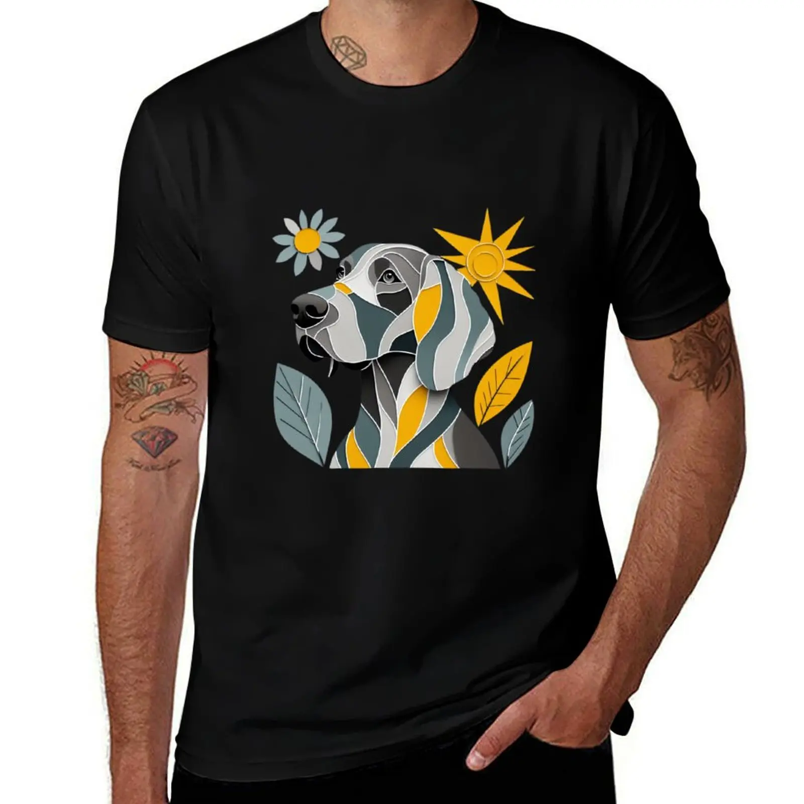 Weimaraner in Paper Collage Style T-Shirt t shirt man luxury T-Shirt