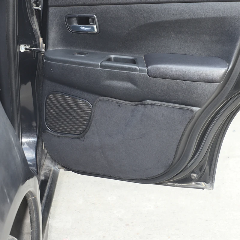 For Mitsubishi ASX 2011-2018 4Pcs Velour Door Storage Pocket Cover Protector Anti-Kick Pad Mat Black Interior Accessories