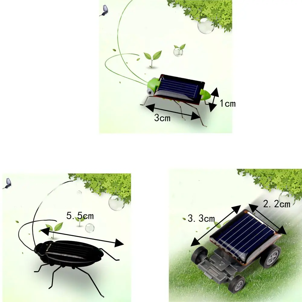 เด็กสนุกของเล่นพลังงานแสงอาทิตย์ Bionic ตั๊กแตนแมลงสาบรถการศึกษา Energy ของเล่นไม่มีแบตเตอรี่