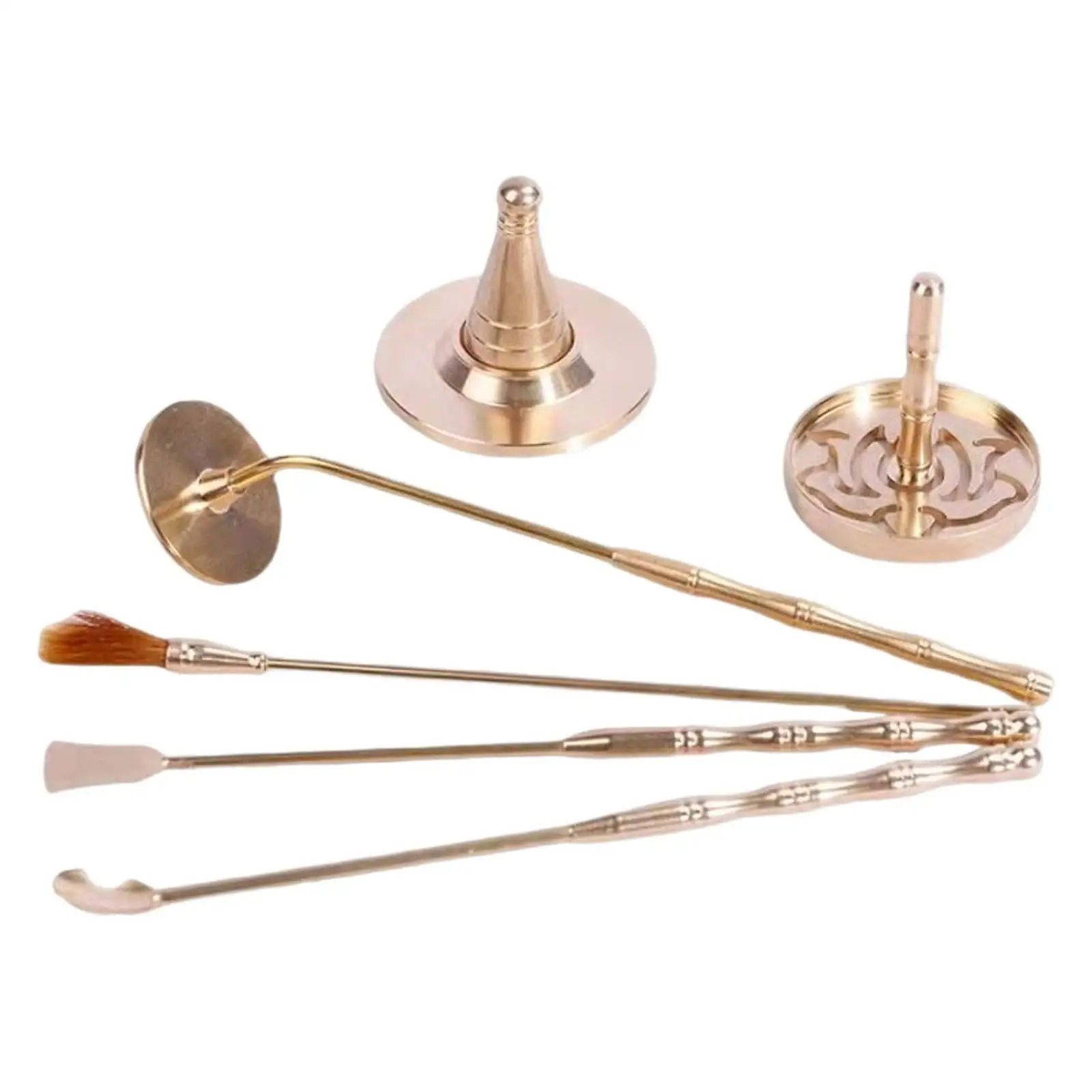 6Pcs Copper Burner Censer Tool Set Ash Press Long Handle Shovel