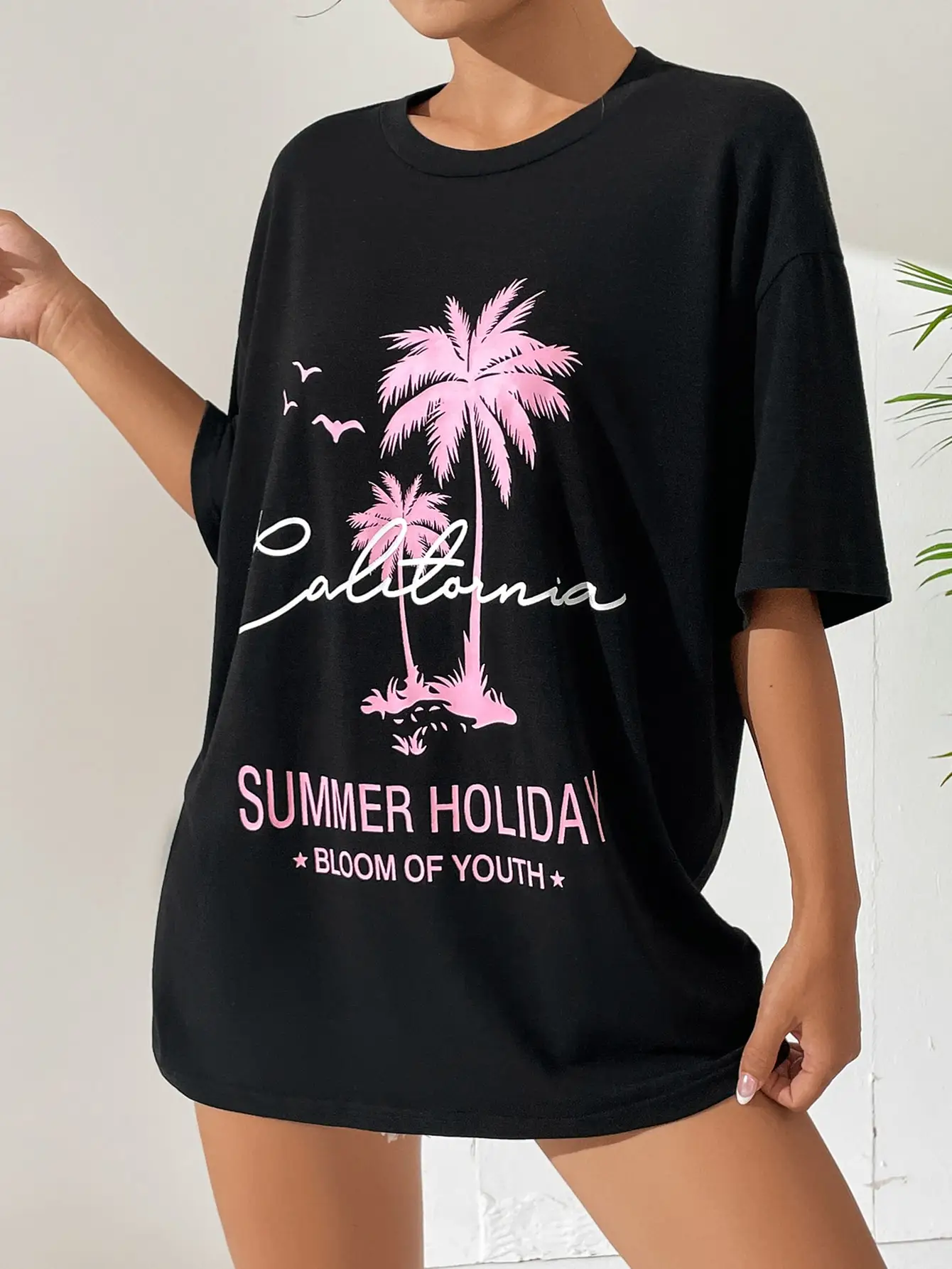 California Summer Holiday Bloon Of Youth t-shirt in cotone t-shirt larghe oversize maglietta da strada individuale maglietta alla moda Hipster