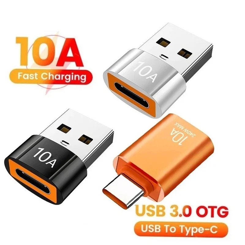 USB 3.0 10A USB-auf-Typ-C-OTG-Konverter, Typ-C-auf-USB-Adapter, USB-Buchse auf USB-C-Stecker, schneller Ladeadapter für Xiaomi Macbook Laptops