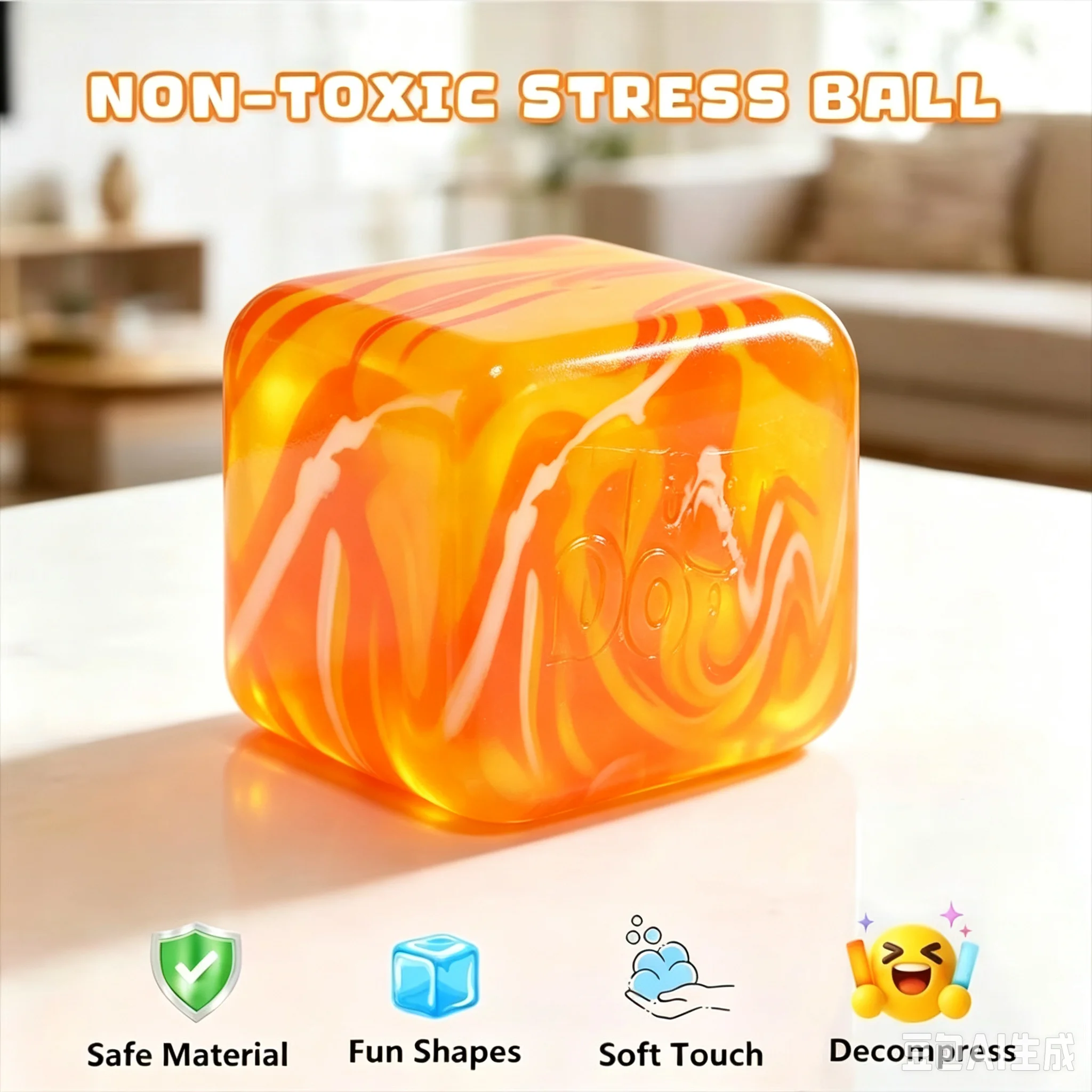 Needoh Nice Cube Rainbow Marbled Sensory Toy Maltose Filling Non-Toxic Stretchable Slow Rising Anxiety Relief Autism ADHD Toy