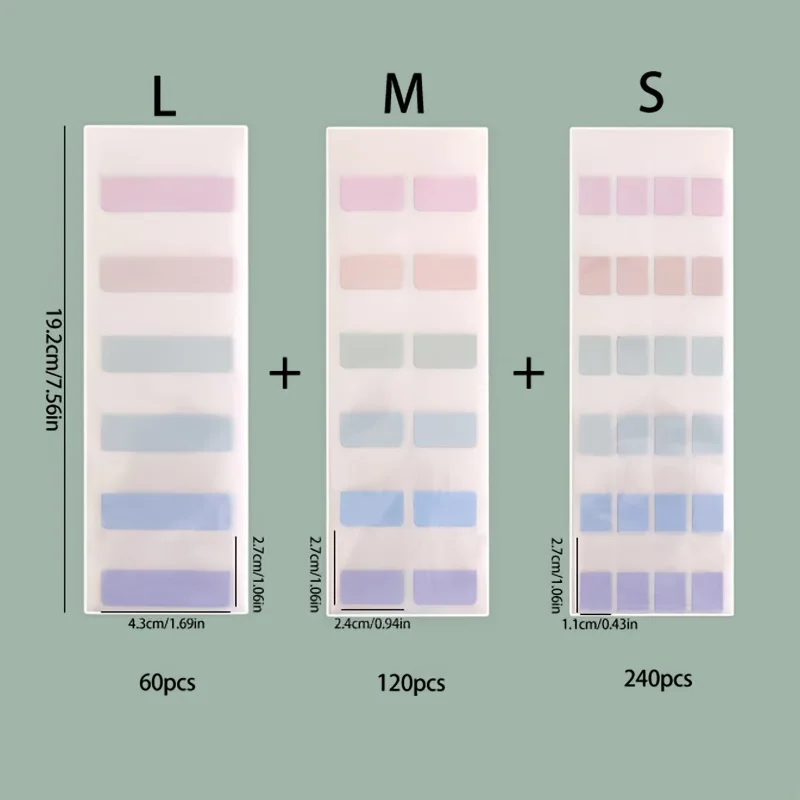 420pcs Transparent Sticky Note Index Tabs, Large, Medium, Small for Marking Pages, Ideal for Planners, Stickers, Office, School