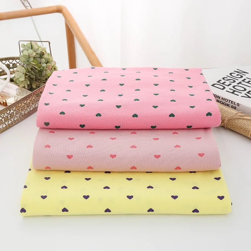 Tela de punto de costura de algodón con estampado de costilla de puntos elásticos de moda de verano por vestido de media yarda, tela de costura de Material de Jersey de camiseta