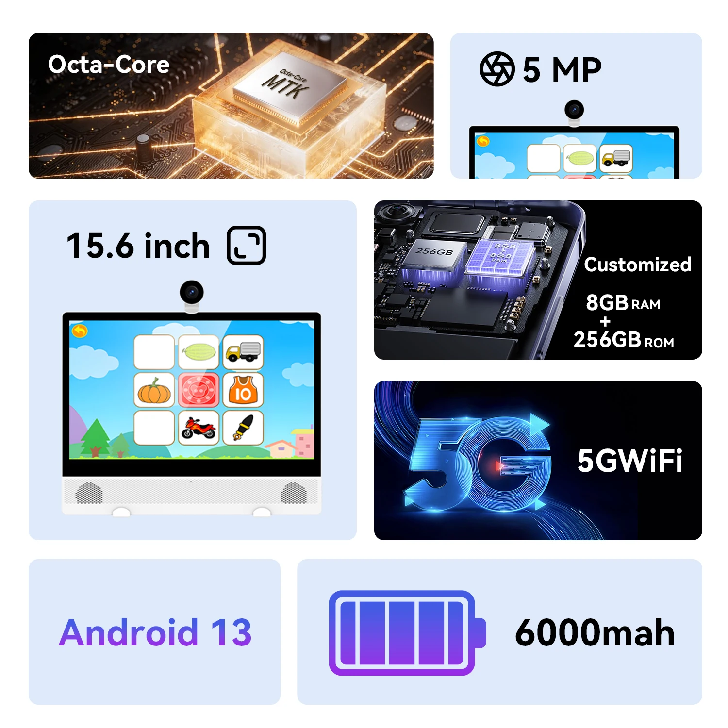 Factory Customized Widely Acclaimed 15.6 Inch HD Android Portable Learning Machine for Children Multi Languages Kids Tv