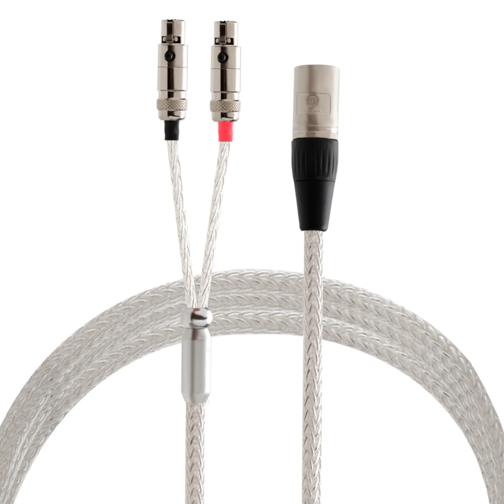 Preffair sterling silver conductor XLR balanced headphone upgrade cable with 4-pin XLR male to 2 XLR female for Audeze LCD-2/3/4