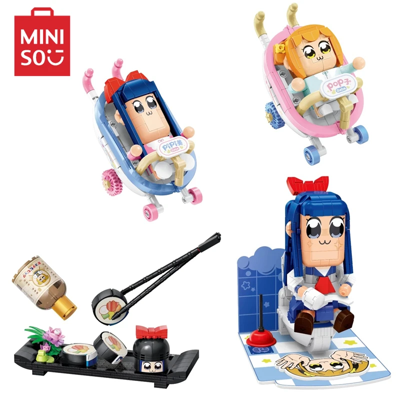 MINISO Popuko and Pipimi daily life building blocks cartoon stroller model assembly toy anime Valentine's Day birthday gift