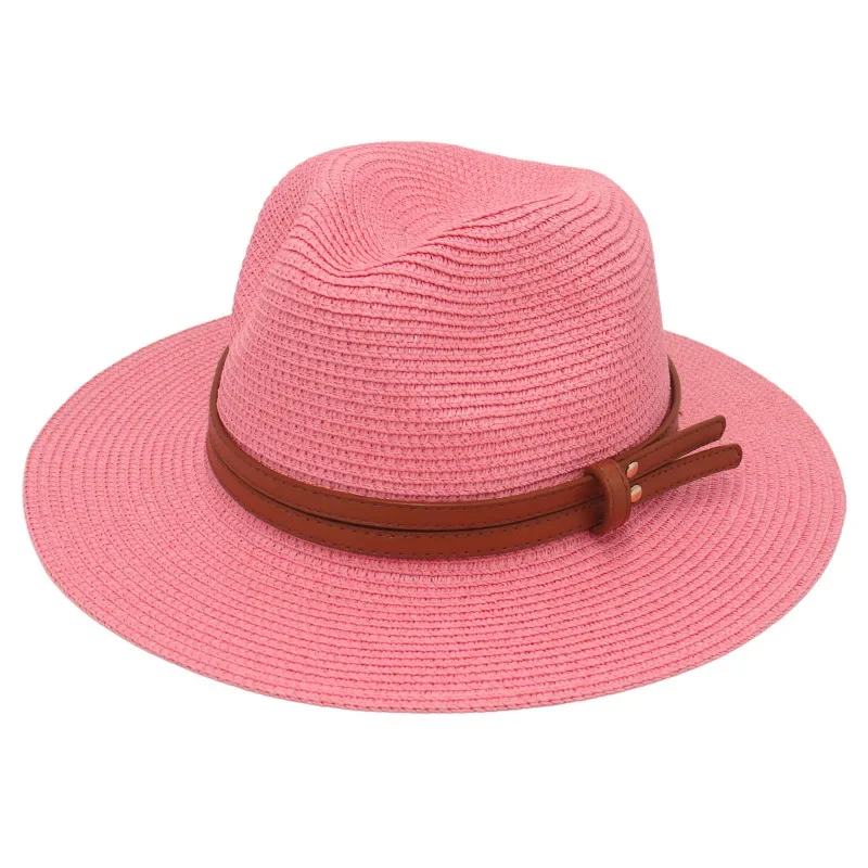

Summer Straw Sun Hat Panama Hats Grass Knitted Gift Hat Breathable Leisure Jazz Hat European American Style Straw Hat Beach Caps