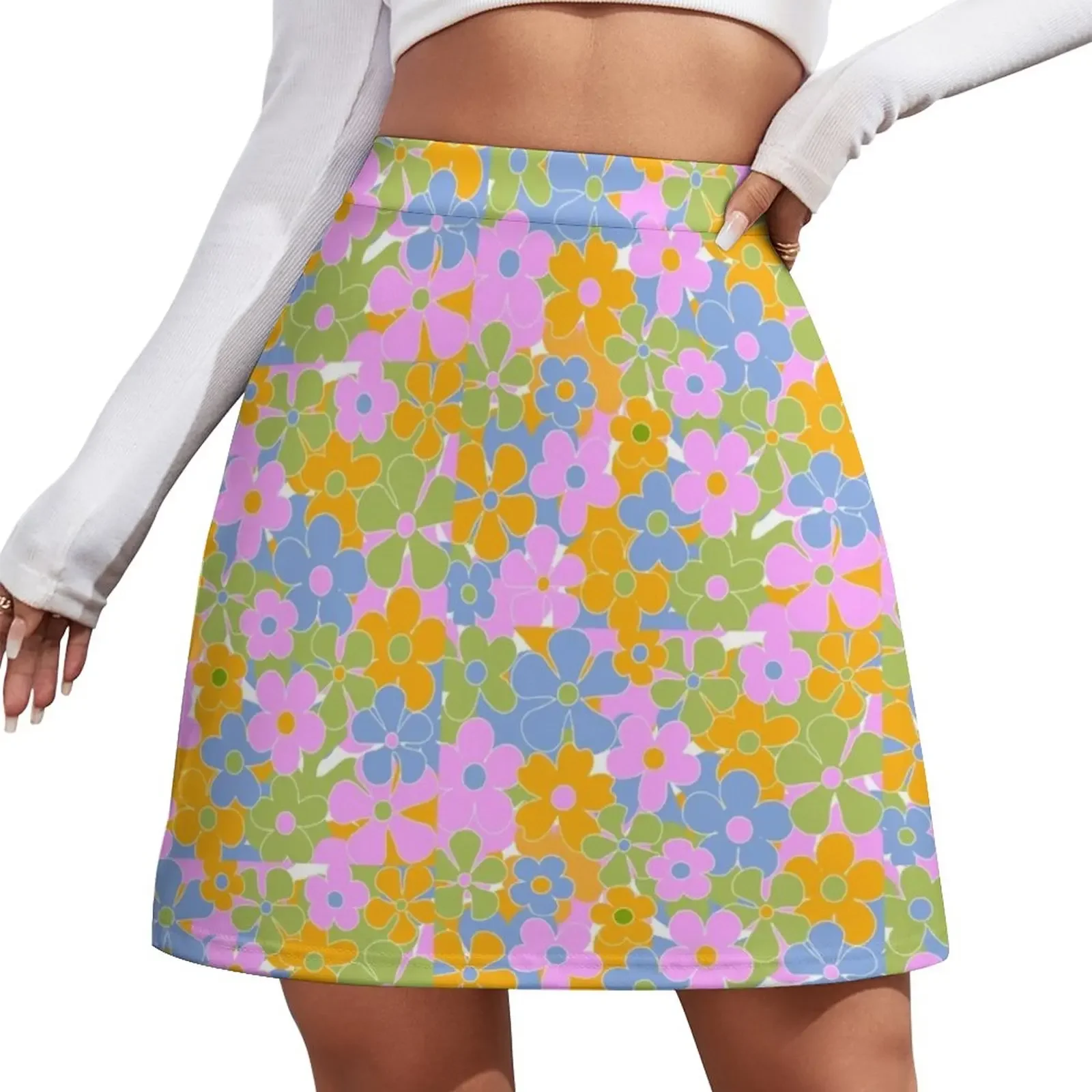 

60's flowers Mini Skirt Miniskirt new in dresses mini denim skirt fashion korean clothing