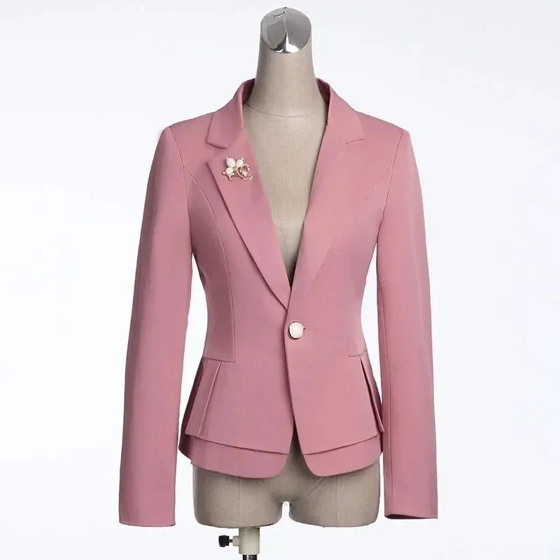 Lente Herfst Jassen Vrouwen Blazer Solide Mode Slank Kantoor Korte Blazer Vrouwen Elegante Single Knoop Formele Blazer Jas A173