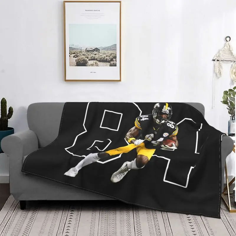 Antonio Brown 84 Steelers Jersey Blanket Warmth Textile Coral Fleece Skin Friendly For Sofa Bedroom