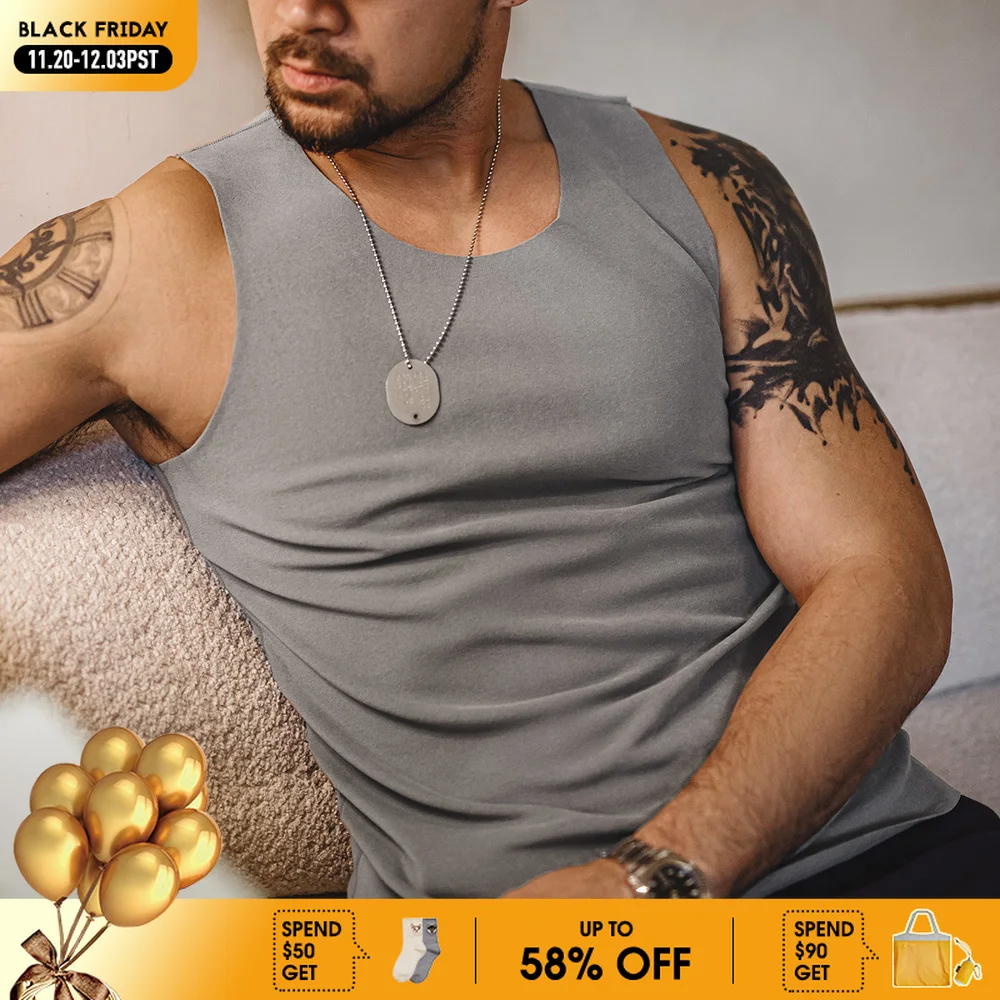 

Мужской терможилет Maden, бесшовное нижнее белье без рукавов, утолщенный матовый внутренний слой, облегающие серые базовые майки, зимние теплые