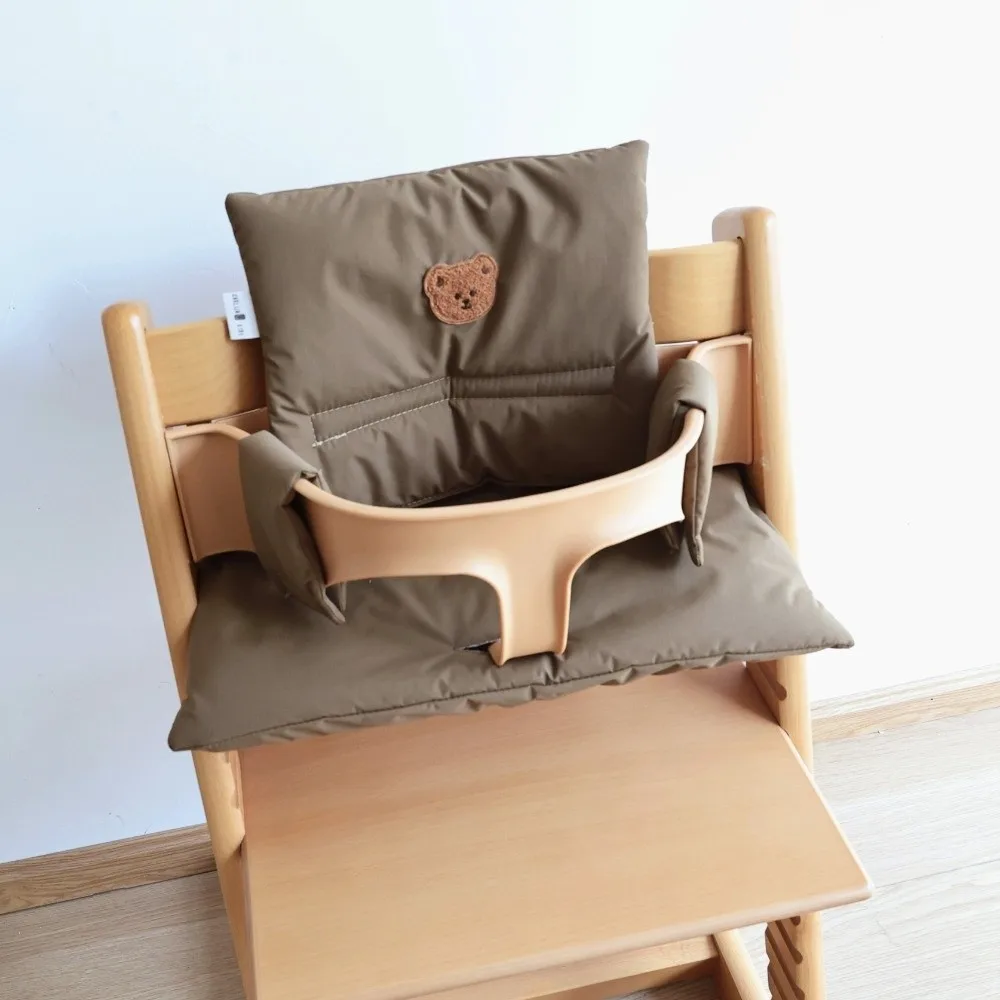 

Дышащая подушка для детского стульчика, однотонная, с рисунком медведя, мягкая, утолщенная, для кормления малышей