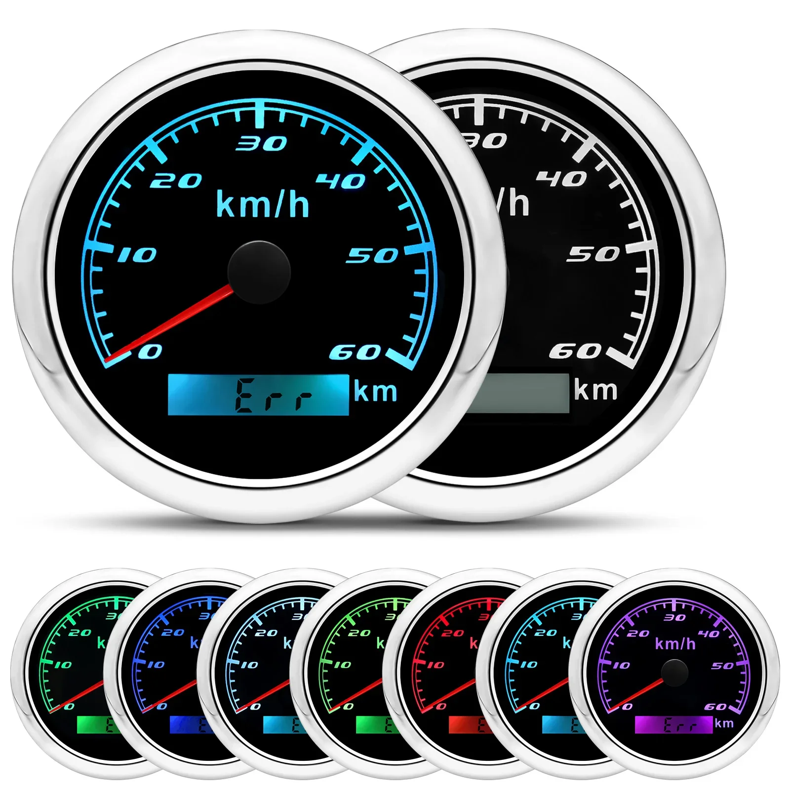 7Color LED Car GPS Speedometer 60km/h with Antenna 85MM Waterproof IP67 Speed Meter for Marine Boat Car ATV Motorcycle