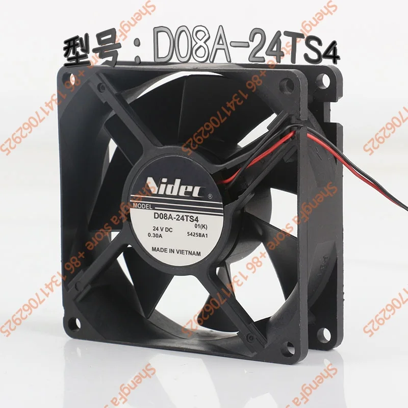 New Original Nidec 5V 12V 48V DC 24V 0.30A AC EC 8025 8CM 80X80X25MM 2-wire Inverter Large air Volume D08A-24TS4 cooling fan