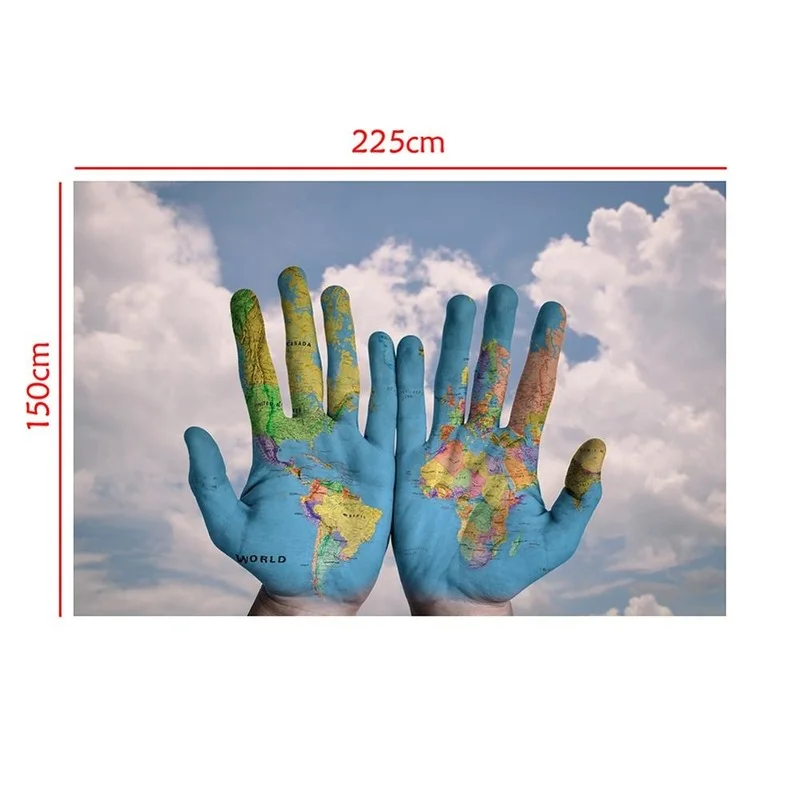 225*150cm mãos forma o mapa do mundo retro poster parede impressões decorativas sala de estar decoração para casa escritório material escolar