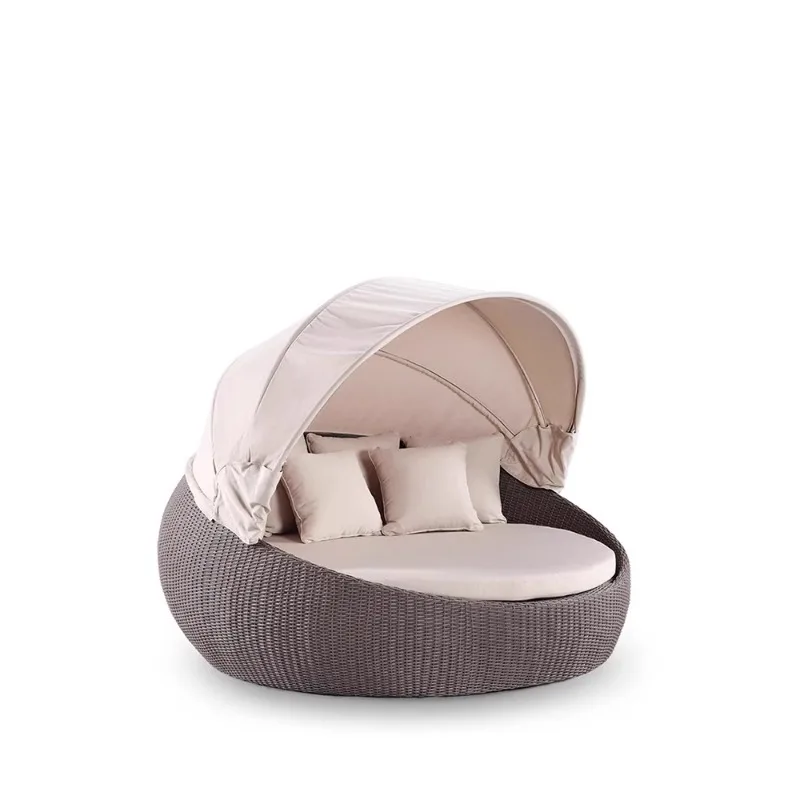 

Outdoor bed, courtyard garden outdoor large round bed, pool balcony rattan sofa bed