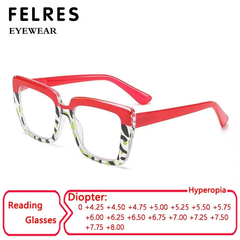 

Cat Eye Thick Frame Blue Light Blocking Reading Glasses Women High Strength +4.5 5.0 6.0 6.5 7.0 7.5 +8.0 Presbyopia Eyewear