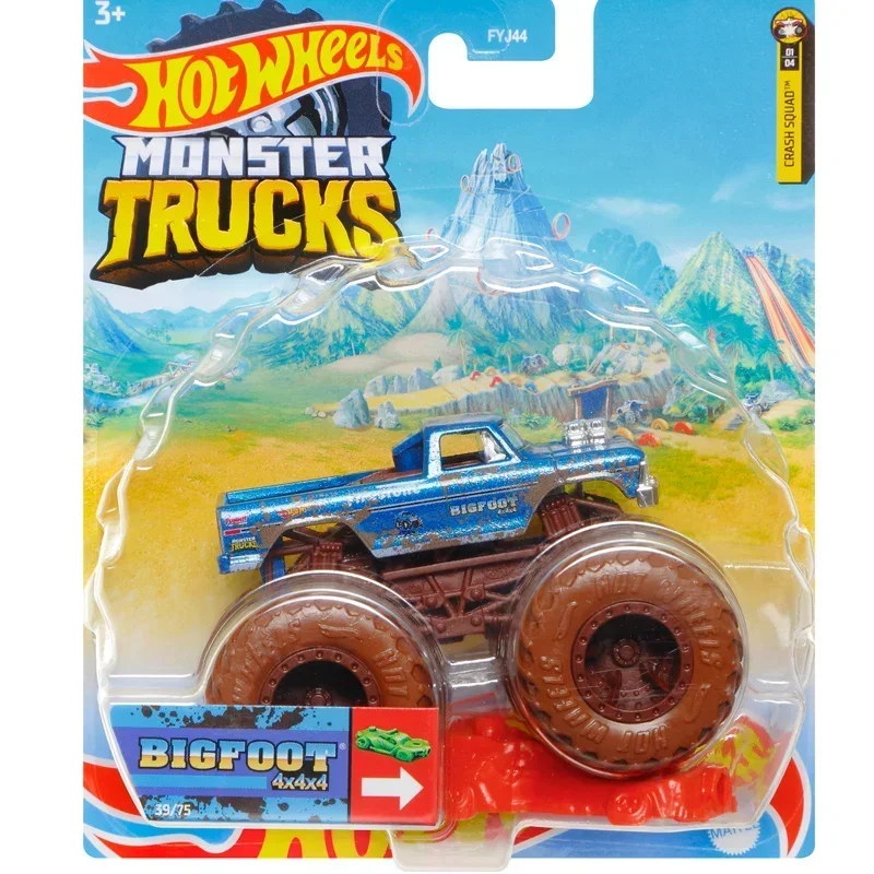 Original Hot Wheels Monster Trucks Car Beetle Bus SUV Bigfoot Vehicle Muscle Alloy Models Boy Toys for Children 1/64 Bone Shaker