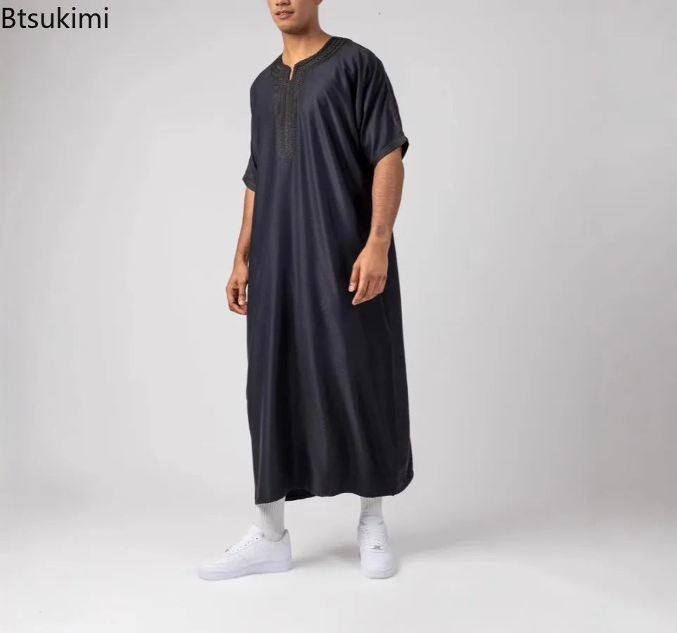 

2026 New Men's Muslim Abaya Eid Middle East Traditional Clothing Men Thobe Arab Islamic Kaftan High Quality Robe To Husband Gift