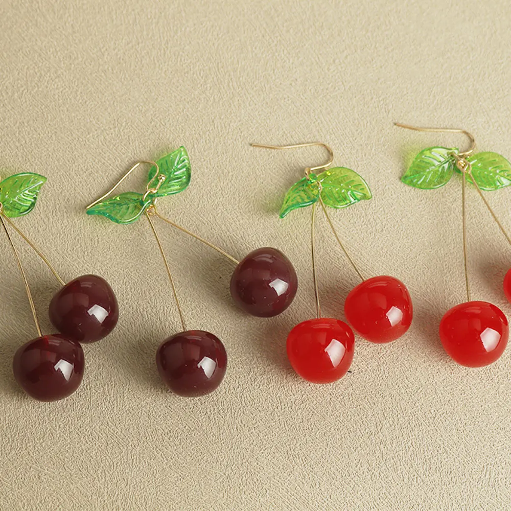 New Fashion Red Crystal Cherry Temperament Earrings For Women Personalized Party Jewelry Gifts