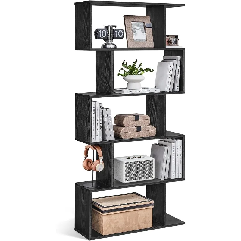 Bookshelf 5-Tier Bookcase, Tall Display Shelf, Freestanding Storage Shelf, Room Divider