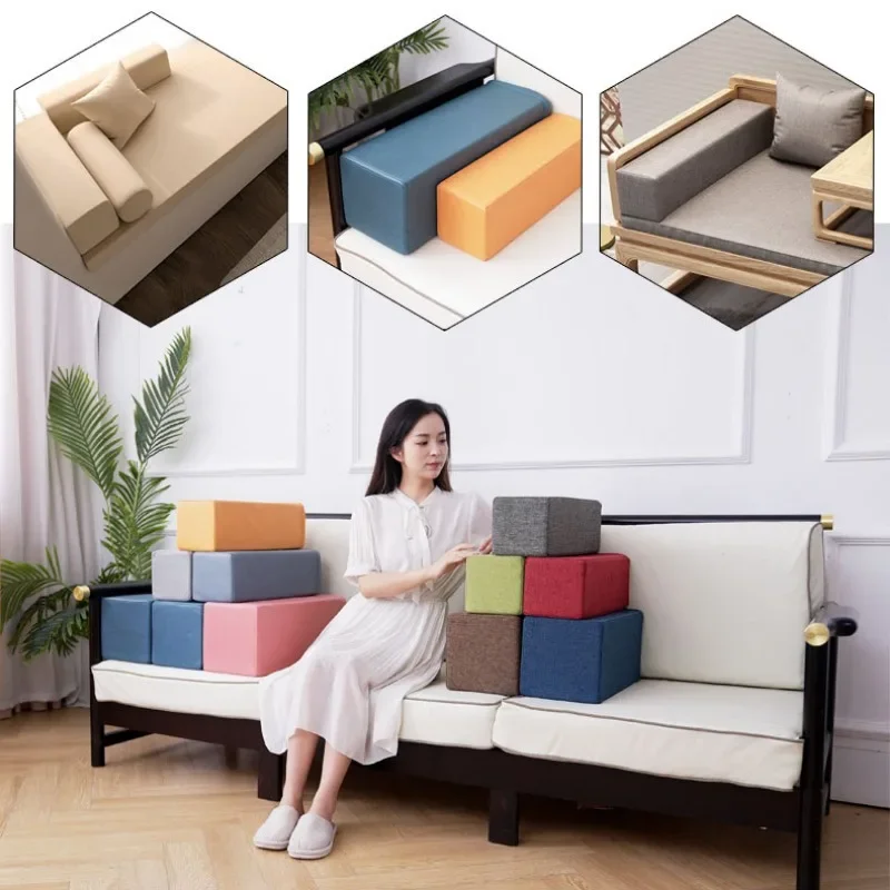 Sofa Armrest Pillow Hand Cushion PU Leather / Linen Fabric Long Cuboid Pillow Sofa Decor Arm Support Pillow Customized size