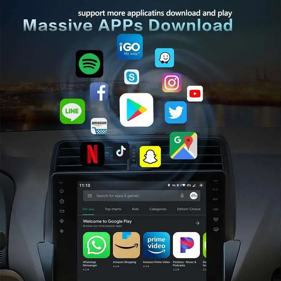 Lecteur vidéo de voiture pour Ford Edge 13.6-2015, écran Android, navigation GPS, Carplay, stéréo, style de placement, limitation de 2019 pouces