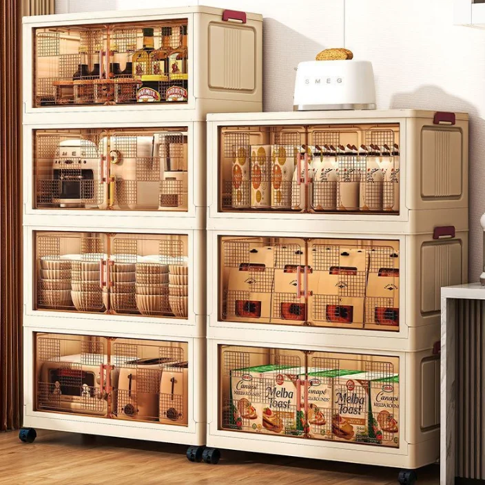 Modern Plastic Multi-Functional Foldable Storage Cabinet No-Installation Thickened Visible Toy Shoe Storage Home Living
