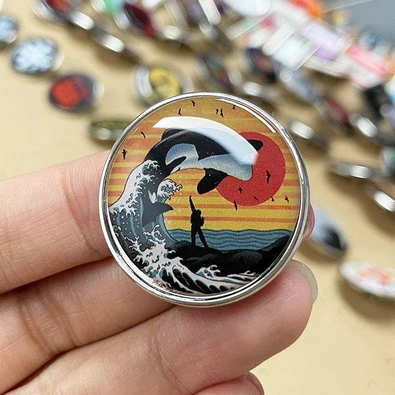 The Great Killer Whale Badge Sunrise Sunset Lapel Pin Backpack Decoration Jewelry