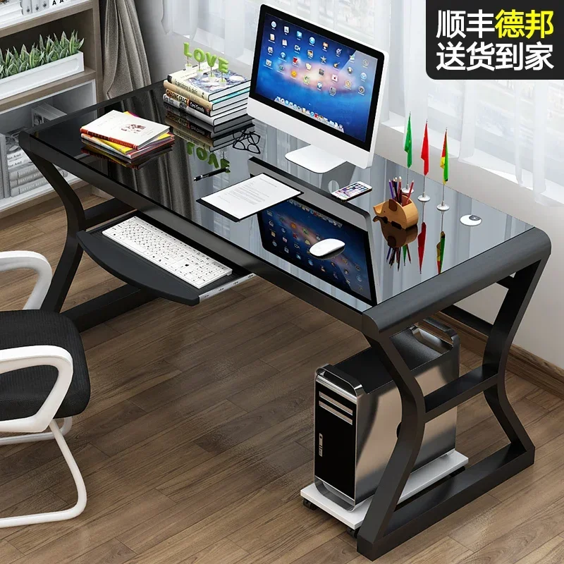 Simple Desktop Computer Desk Home Bedroom Game E-sports Table Study Desk Tempered Glass Computer Desk Economical