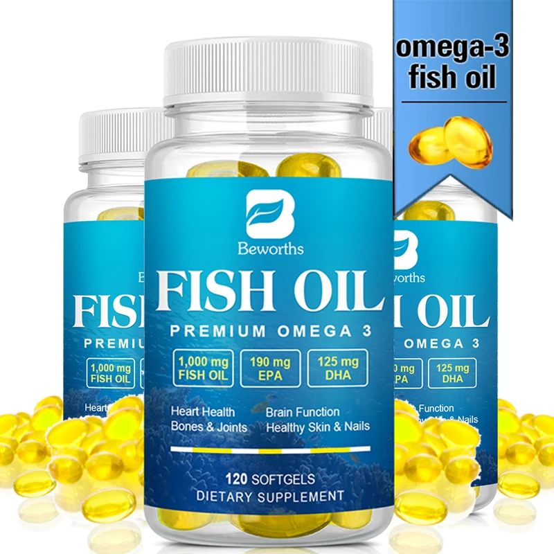 

BW Omega 3 Fish Oil Capsules Rich in DHA & EPA Improve Bad Mood Relieve Stress Lower Cholesterol Improve Memory and Intelligence