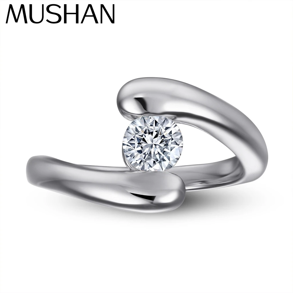 

MuShan Jewelry 925 Sterling Silver Timeless Engagement Ring 5A Cubic Zirconia Women Rings Bands Anniversary Women Gift