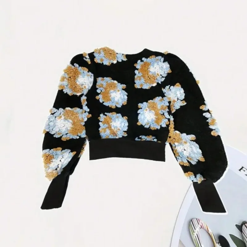 

Flower Print Jacket for Woman Streetwear 2025 Winter Spring Autumn New Sports Style Casual Overcoat Loose Bomber Colorblock Coat