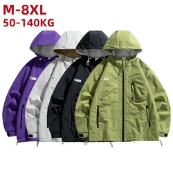 Chaqueta cortavientos impermeable para hombre, abrigo de secado rápido, Color verde y morado, talla grande 8xl, 7xl