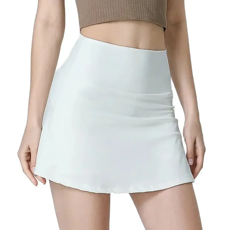 

Women's high waisted tennis skirt with shorts, pockets, nylon spandex fabric, elastic,breathable, running, fitness, sport