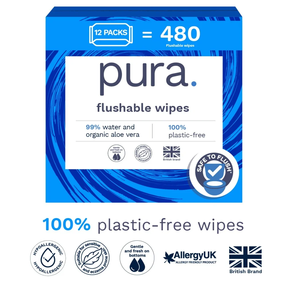 مناديل مرحاض قابلة للتحلل الحيوي قابلة للتحلل للحساسية في المملكة المتحدة معتمدة 480 عدد لطيف وآمن للبشرة الحساسة غطاء ناعم قابل للإغلاق صديق للبيئة