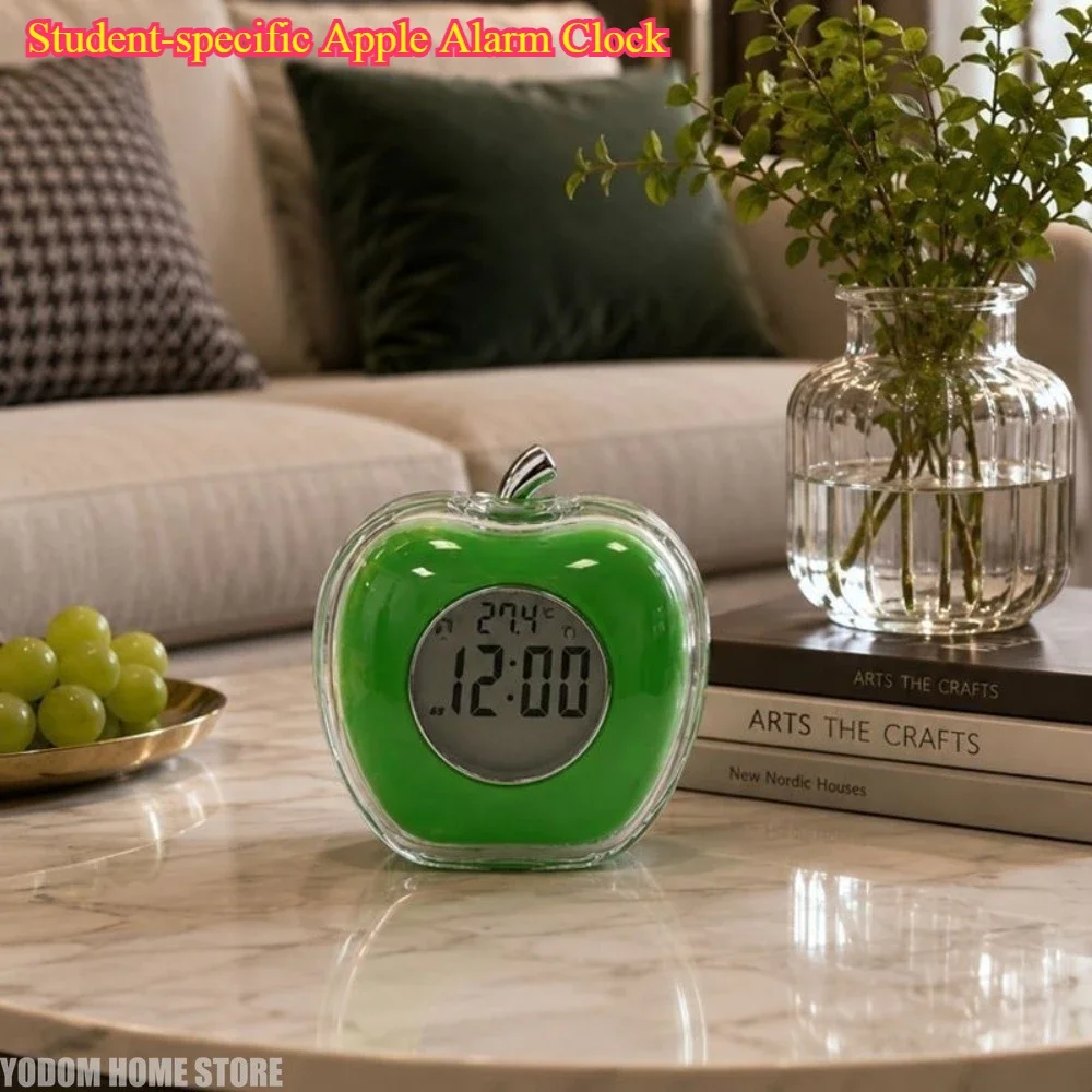Cute Apple Digital Alarm Clock, Desktop Electronic Timepiece, Student Special Bedside Clock for Children, Men & Women