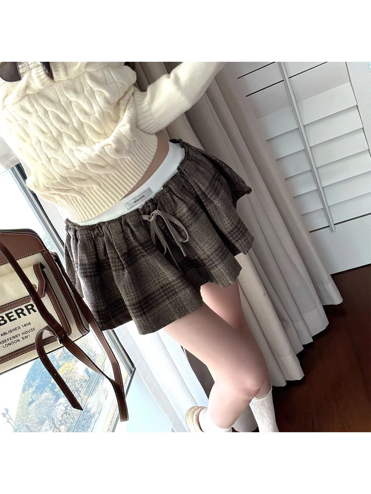 

Ретро-юбка А-силуэта со средней/заниженной талией, женская, с двойным поясом, весна 2026, дышащая, приятная к телу, из полиэфирного волокна