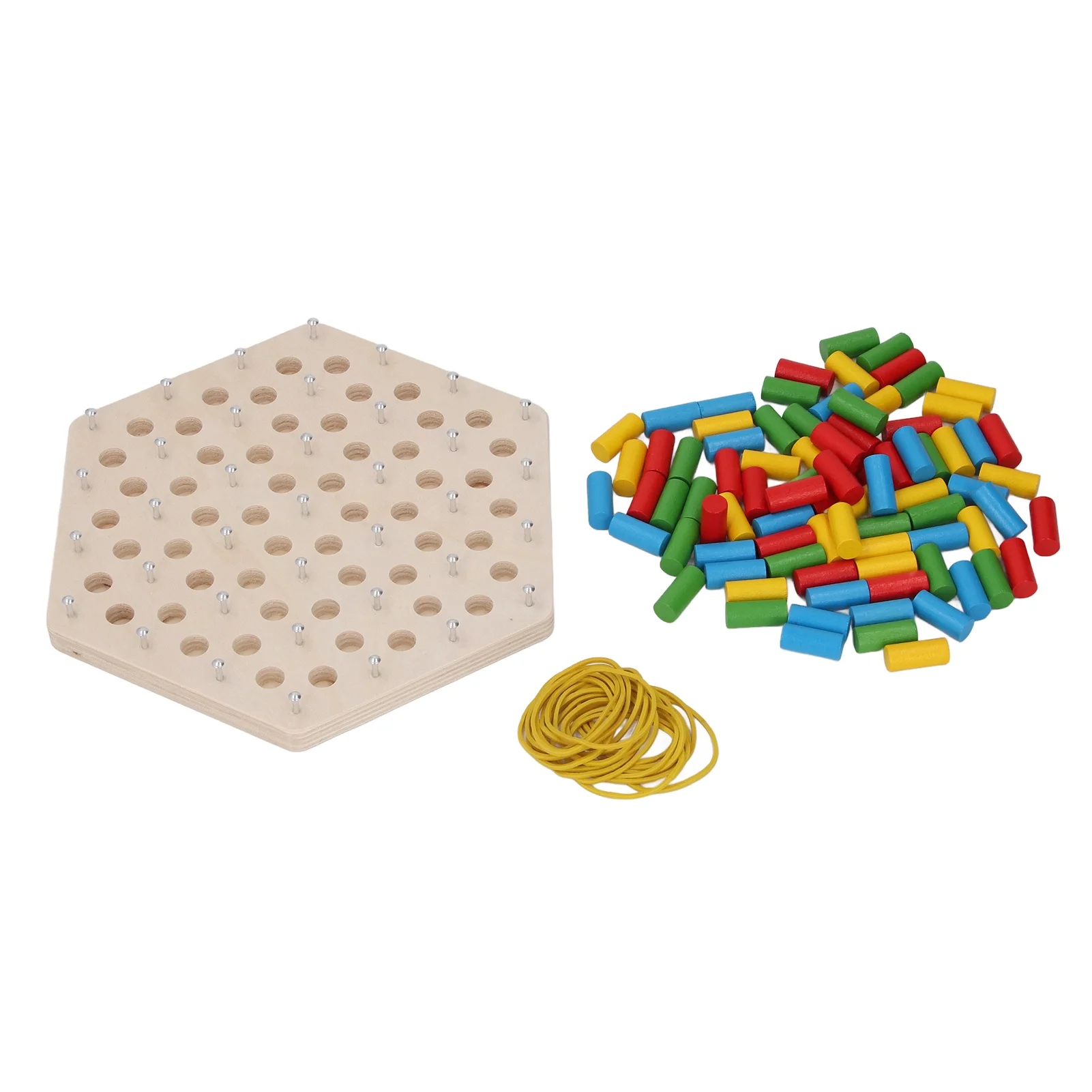Wooden Pegboard Game Education Toy Puzzle Toy Early Learning Wooden Board Game with Elastic Band