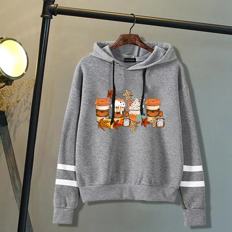 Fashion Women'S Hooded Autumn And Winter Fleece Hoodies/Sweater For Women Casual Fall Coffee Printed Long Sleeve hoodies