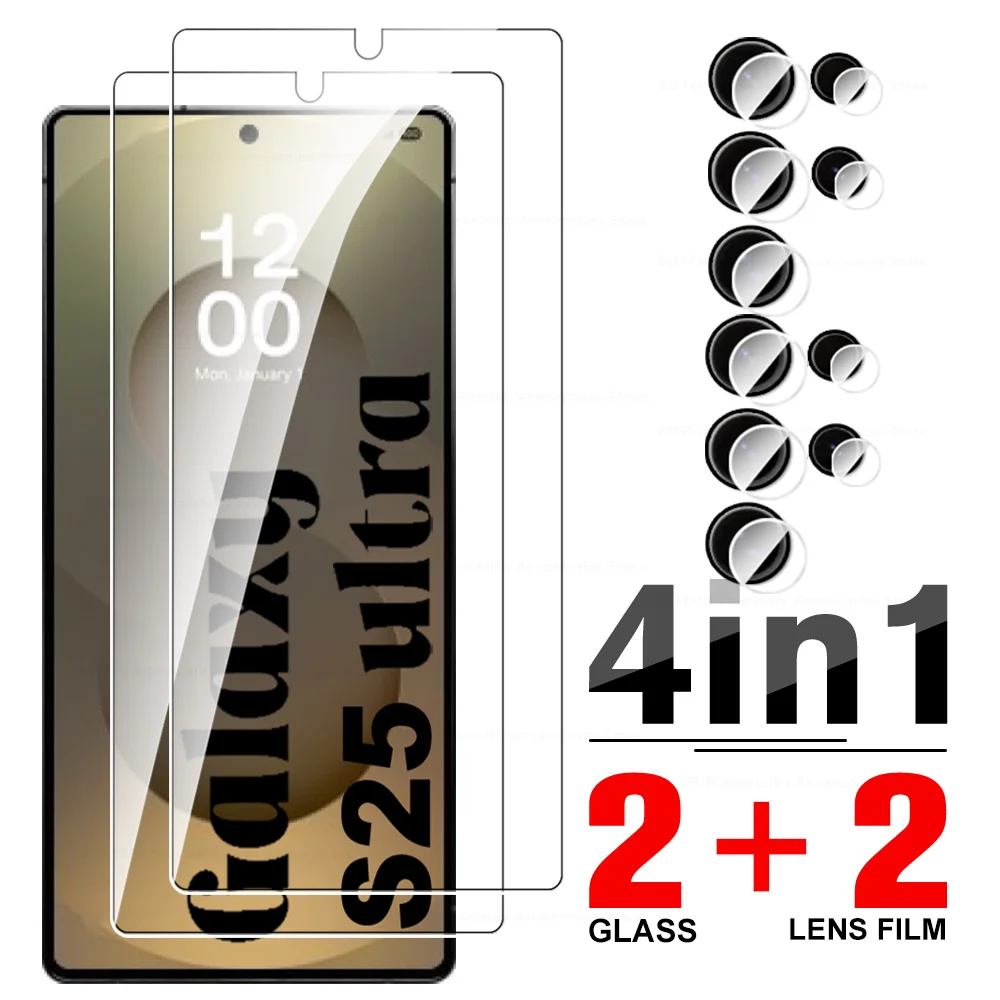 4IN1 Glass For Samsung Galaxy S25 Ultra Screen Protector For Samsung S25 S24 Ultra + S25Ultra Tempered Glass Camera Lens Film