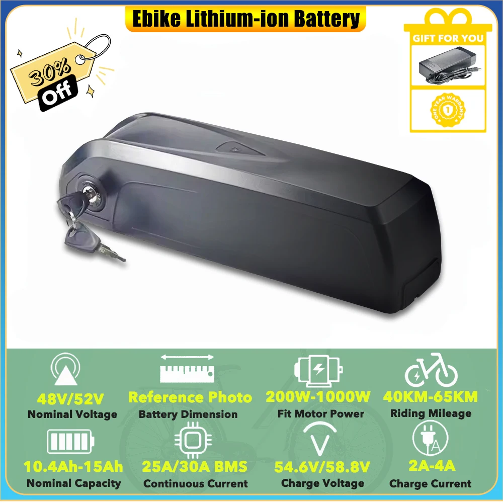 

Electric Cargo Utility Bike Lithium-ion Battery 48V 10.4Ah 14Ah for 500W RadRunner RadWagon Rad Power City 4 Plus Mountain Ebike