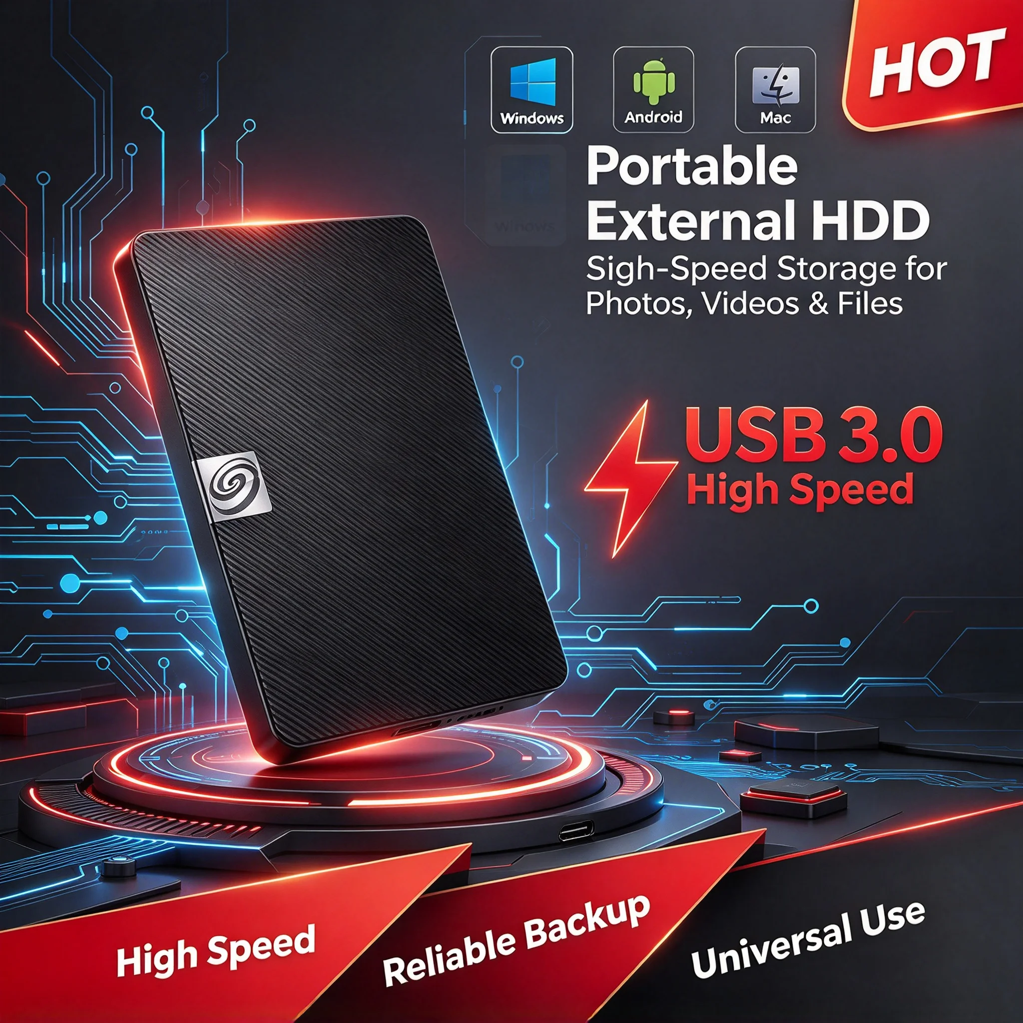 Original USB3.0 External Mobile Hard Drive 1TB 2TB Portable External HDD Hard Disk High Speed Storage for Laptop Mac PC Computer