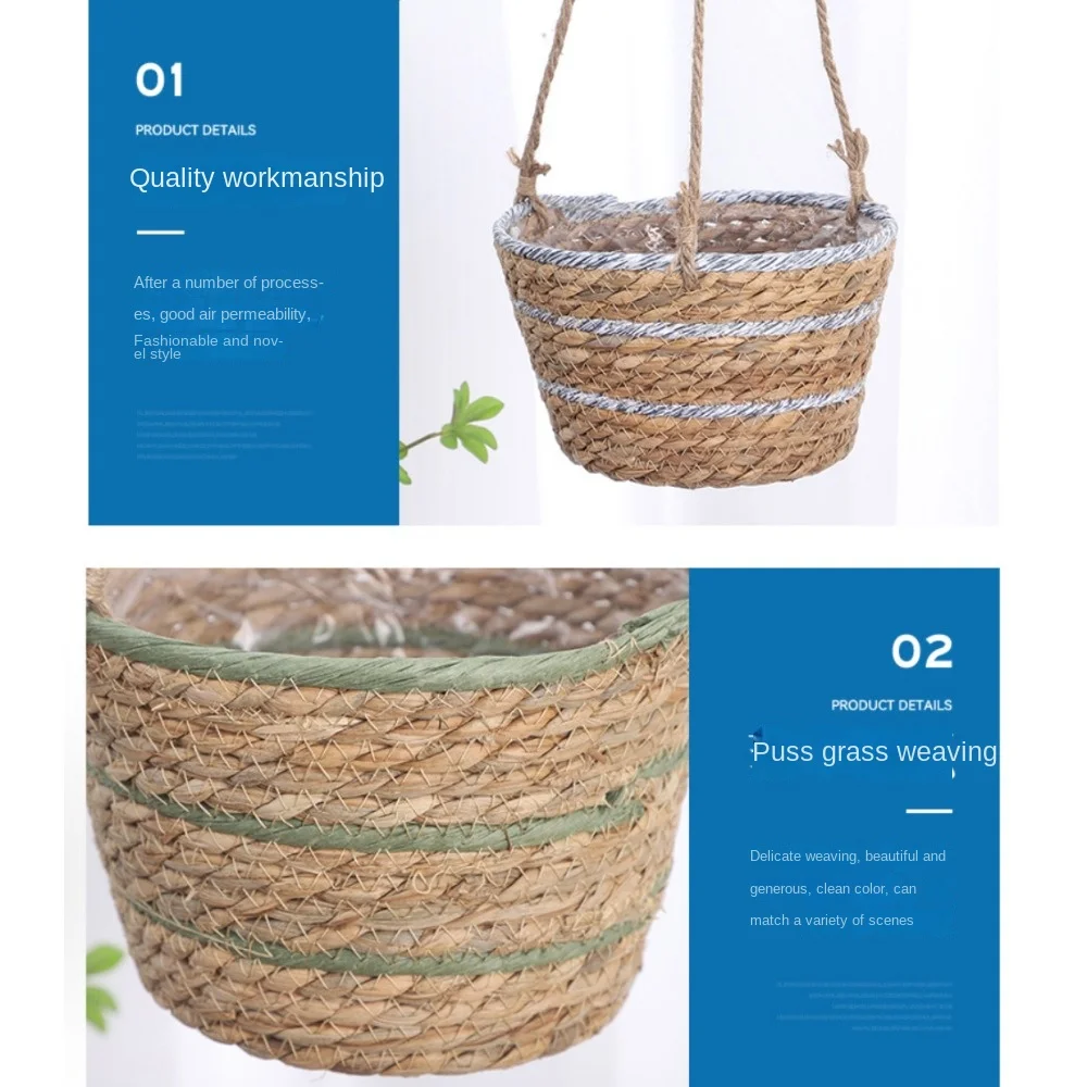 Creative Nordic Weaving Hanging Flowerpot Rope Multicolor Flower Basket Waterproof Ventilation Box Planter Balcony Terrace